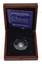 A Platinum Wedding Anniversary Platinum Proof One Penny Coin, 4g, with certificate and case.