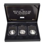 The Royal House of Windsor Commemorative Silver Proof Coin Set, number 109 of 195, with fitted