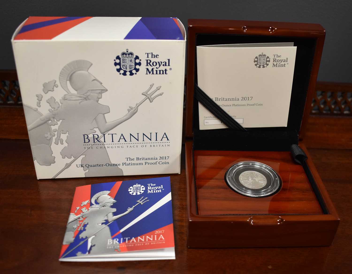 A Royal Mint Britannia 2017 UK Quarter-Ounce Platinum Proof Coin, with certificate of