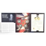 A Winston Churchill "Inspiration to a Nation" coin set, comprising of a 24ct gold proof ten pound