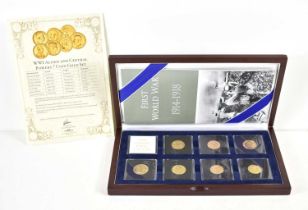 World War I 1914-1918 Allied and Central Powers Seven Coin Gold Set, comprising of a Wilhelm II