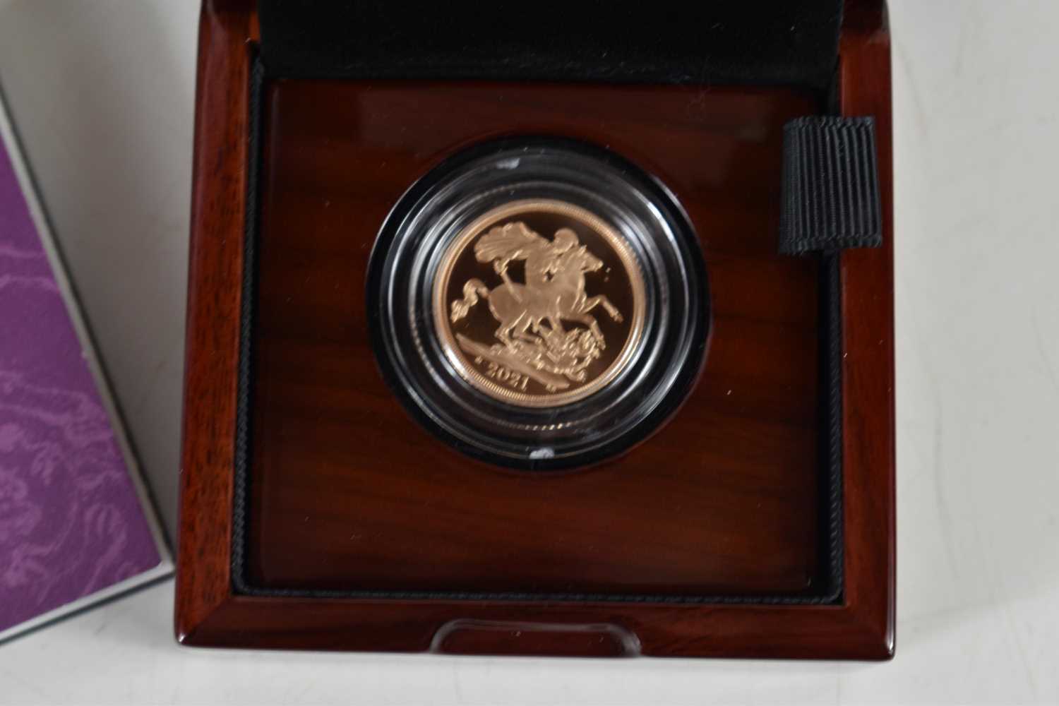 An Elizabeth II Royal Mint 2021 gold proof full sovereign, 7.98g, with fitted case and certificate - Image 2 of 2