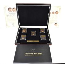 The Falklands Conflict five coin 22ct gold sovereign set, issued by the London Mint, the set