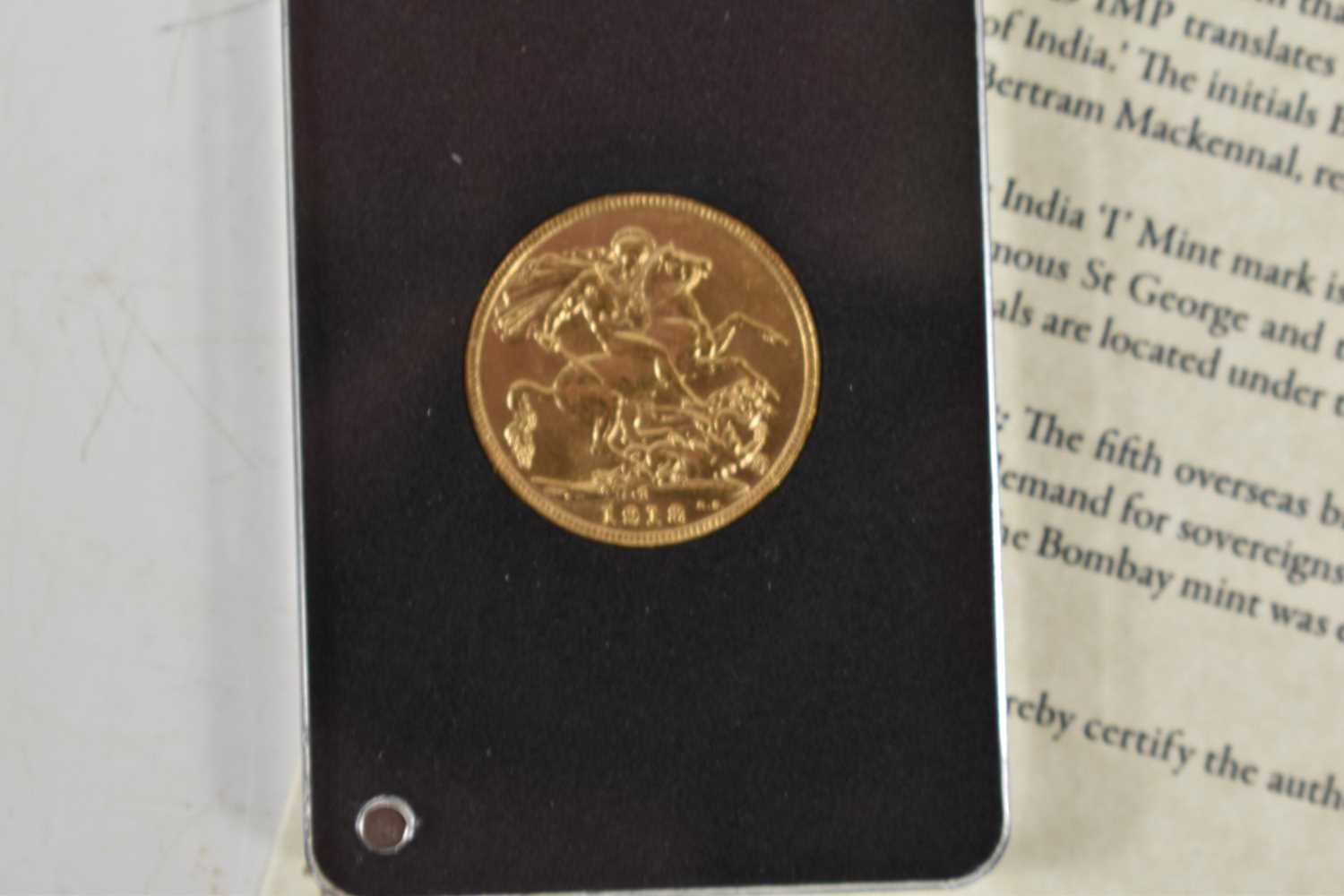 A King George V 22ct gold sovereign, India mint mark, dated 1918, with certificate. - Image 2 of 2