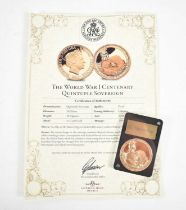 The World war I Centenary Quintuple 22ct Gold Proof Sovereign, issued by the London Mint in 2018,