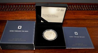 A Royal Mint 2017 UK £5 Silver Proof Coin, The Sapphire Jubilee of Her Majesty The Queen, Shine
