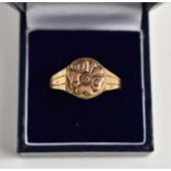 A gold Leeds United Football Club signet ring testing as 18ct gold, 6.27g, size Z3.