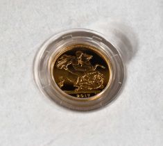 A Royal Mint Celebration Sovereign, Struck on the 6 February 2017 for The Sapphire Jubilee of Her