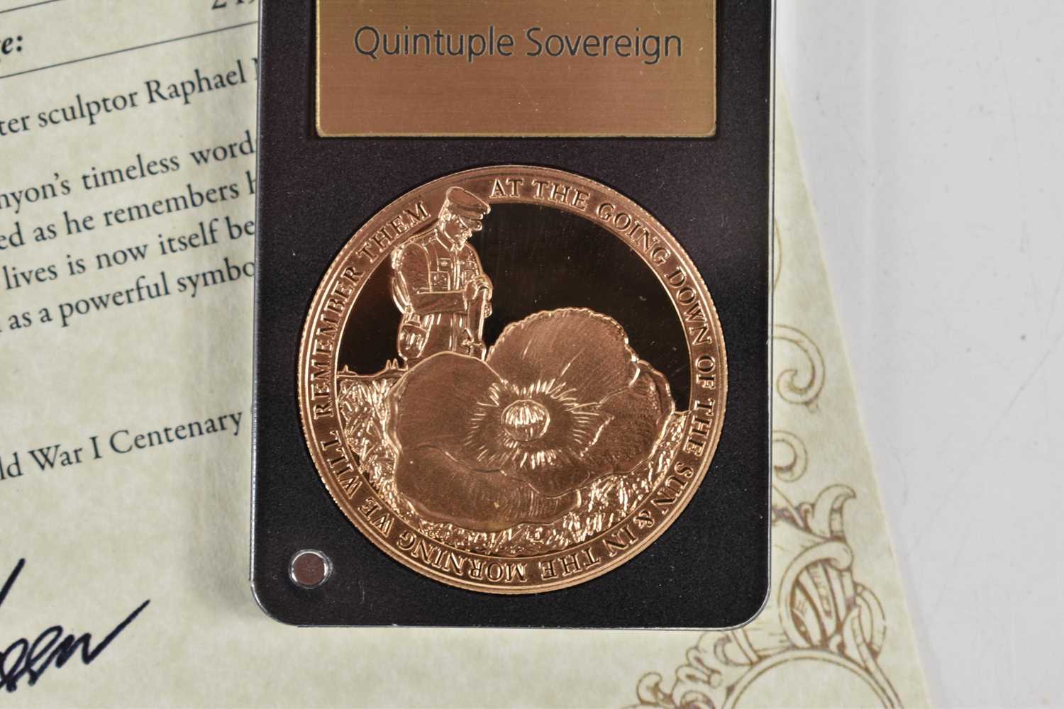 The World war I Centenary Quintuple 22ct Gold Proof Sovereign, issued by the London Mint in 2018, - Image 3 of 3