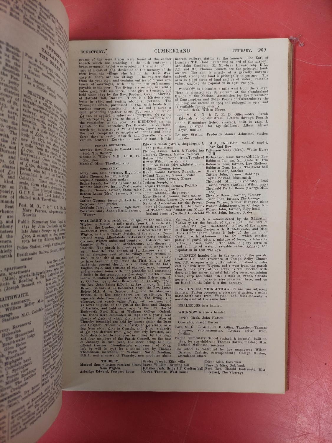 KELLY & CO.  Directory of Cumberland. Fldg. map. Orig. cloth. 1925; also 3 other vols.  (4). - Image 4 of 7