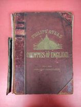 PHILIP G. & SON (Pubs).  Atlas of the Counties of England. Poor cond. but double page eng. col.