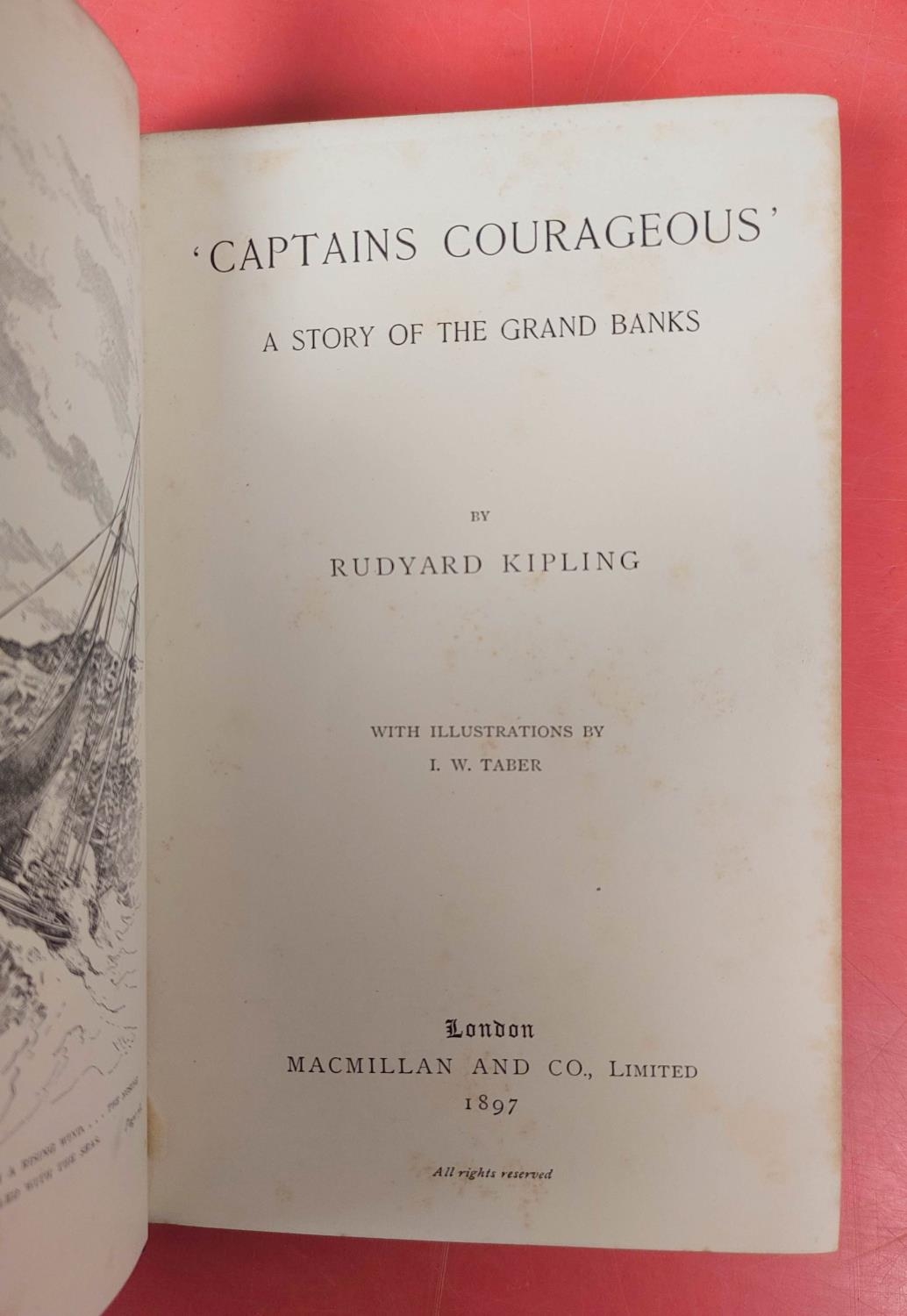 KIPLING RUDYARD.  Captains Courageous. Illus. Orig. blue cloth gilt, internal foxing & spotting. 2nd - Image 2 of 7