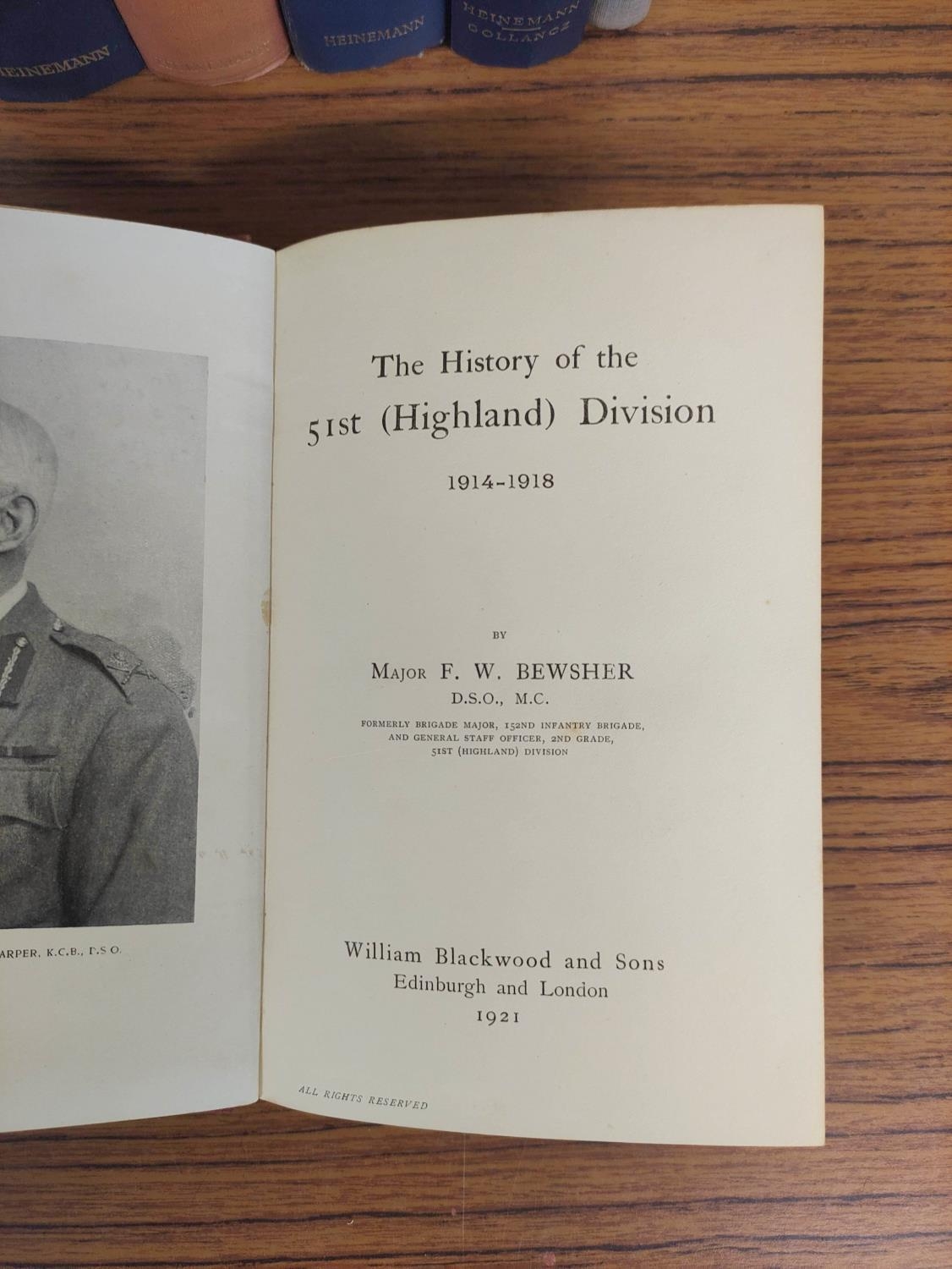 BEWSHER F. W.  The History of the 51st (Highland) Division, 1914-1918. Illus. Orig. red cloth, - Image 4 of 6