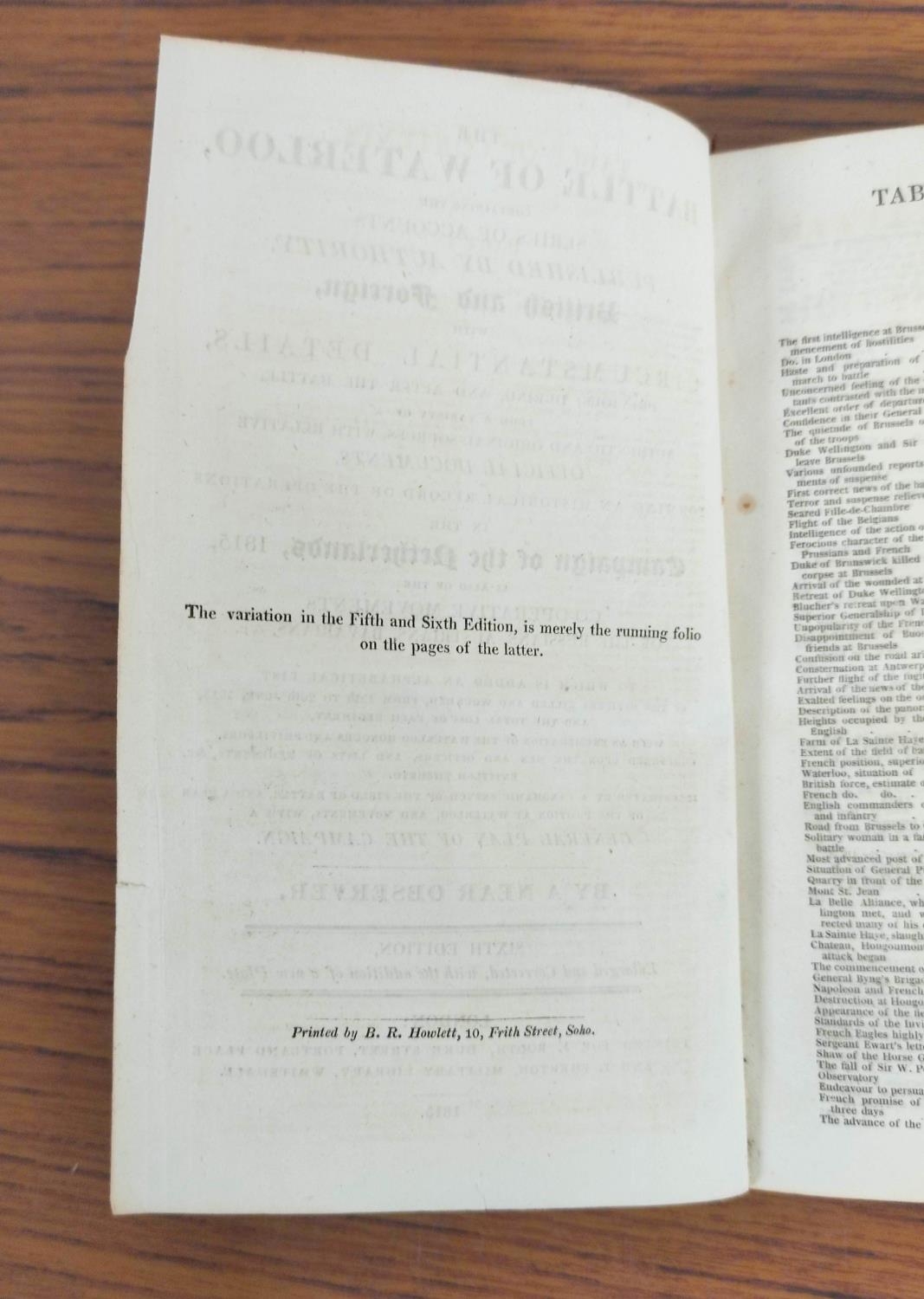 BOOTH JOHN.  The Battle of Waterloo Containing the Series of Accounts Published by Authority ... - Image 4 of 8