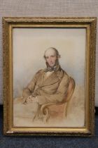 20TH CENTURY SCHOOL Portrait of a seated gentleman Watercolour painting on paper, unsigned, 43cm x
