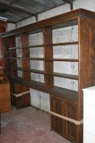 Large antique stained oak dresser, 300cm long x 214cm high x 43cm deep.