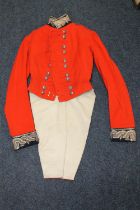 British Army Red longtail coat with bullion wire acorn and oak leaf collar and cuffs, and