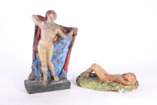 Two earthenware maquette studies of the human form, the largest 26cm tall.