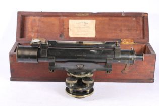 A Adie & Son of Edinburgh surveyors level theodolite in original wooden case with paper label,