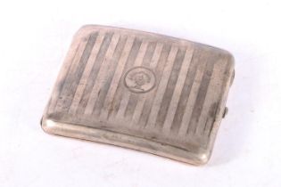 George V silver cigarette case with crest, the interior inscribed 'Bath Club Billiard Handicap 1914,