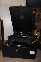 HMV portable gramophone.