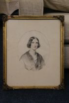 19TH CENTURY SCHOOL Bust length portrait of a lady, possibly Jane Clerk Pencil drawing with