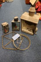 Antique wall lantern, triangular lantern and a Excelsior patent carriage lantern, etc.