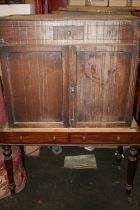 Antique mahogany side cabinet with single frieze drawer above two panelled cupboard doors, 94cm