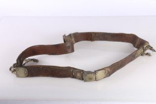 Early brown leather and white metal belt by Thornhill of Bond Street bearing the initials 'GDC'.