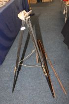 Two scientific tripod stands , one marked The Jaynay Patent Quickset.