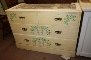 Antique chest base having two short frieze drawers over two long drawers, raised on plinth base,