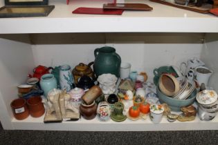 Ceramics to include Royal Worcester oven to table ware, a Doulton teapot, bookends, a rabbit
