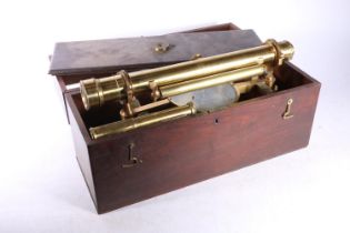 Onderdewyngaart Delft brass surveyors level theodolite in mahogany case.