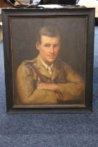 20TH CENTURY SCHOOL Half length portrait of an army officer Oil painting on canvas, signed