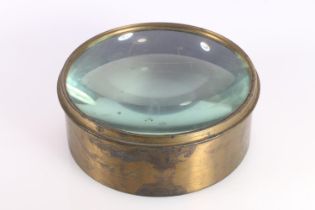 Large brass magnifying dump, 17.5cm diameter.