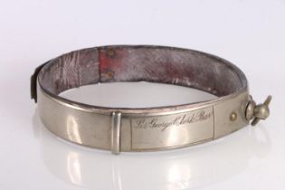 Leather and white metal dog collar inscribed 'Sir George Clerk Bart'.