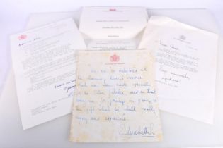 Letter from Buckingham Palace reading 'We are delighted with the charming dessert service which