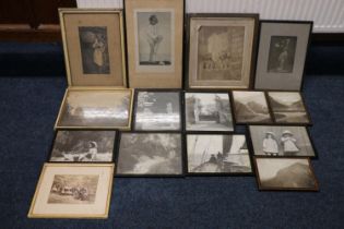 Group of framed photographs to include Penicuik House, children, group photograph of policemen