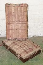 Three mahogany luggage stand tops.