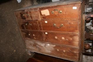 Antique pine chest of drawers, the rectangular top with moulded edge above two frieze drawers