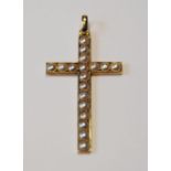 Victorian 15ct gold cross pendant with pearls, 4.4g gross.