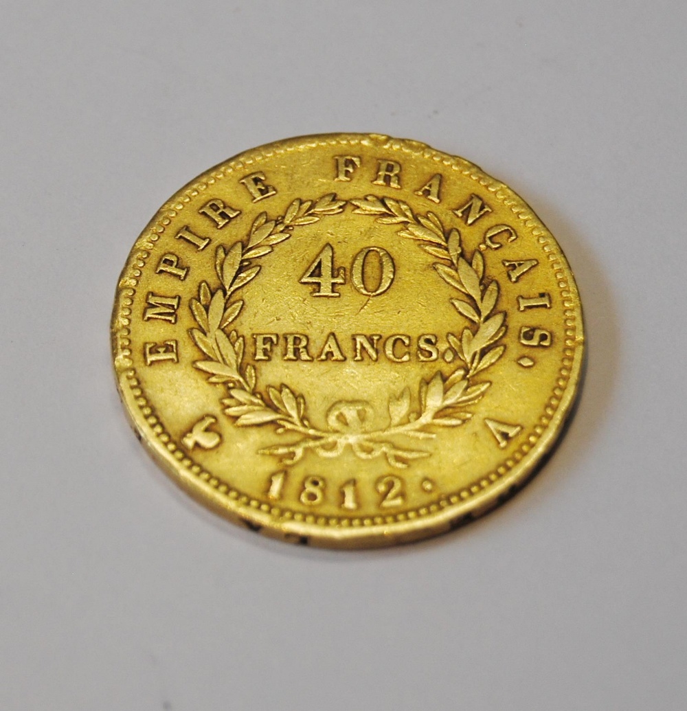 Gold 40 Francs coin, 1812, 12.8g. - Image 2 of 2