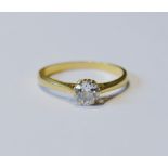 Diamond solitaire ring with old-cut brilliant approximately .8ct, in 18ct gold, size U.