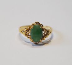 Jadeite ring in gold, probably '18', size O.