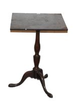 George III mahogany tilt-top tea table, on turned column and tripod supports, 74cm high and 53cm