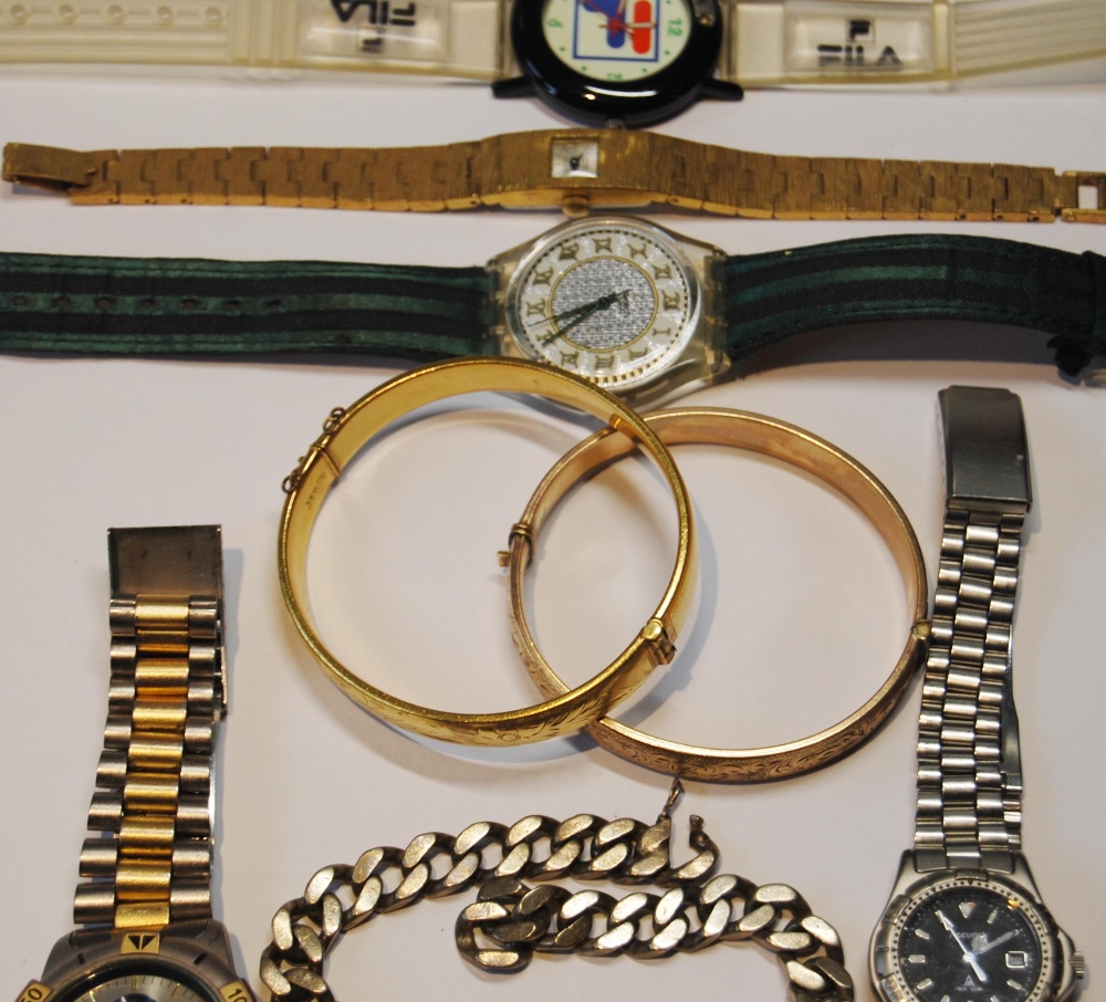 Two silver bracelets, two bangles, five watches and various other items. - Image 3 of 4