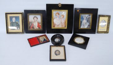 Group of portrait miniature and small portraits, c. early part of 19th century, to include a