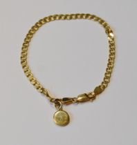 9ct gold bracelet of filed curb pattern, 6g.