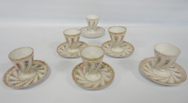 Helena Wolfsohn for Dresden Set of six near matching porcelain egg cups decorated with all over