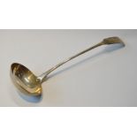 Silver soup ladle, fiddle pattern, by D & C Reid, Newcastle 1823, 214g.